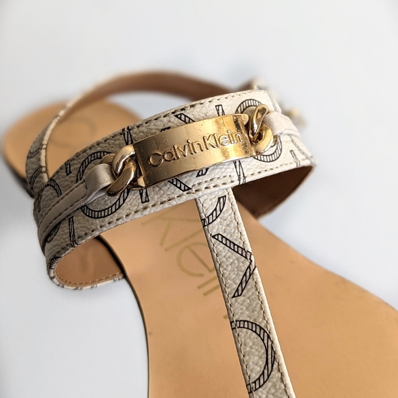 Calvin Klein Soley Monogram White with Logo Strap Back Women's Sandals - Picture 8 of 9